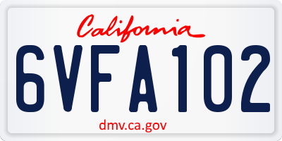 CA license plate 6VFA102