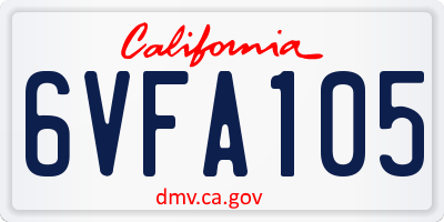 CA license plate 6VFA105