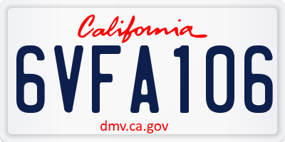 CA license plate 6VFA106