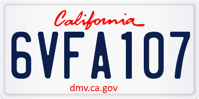 CA license plate 6VFA107
