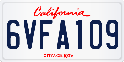 CA license plate 6VFA109