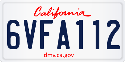 CA license plate 6VFA112