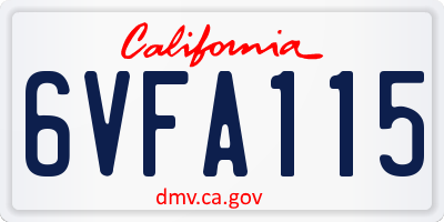 CA license plate 6VFA115