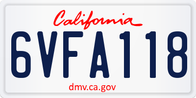 CA license plate 6VFA118
