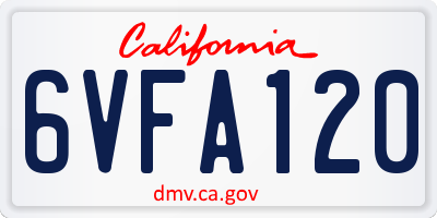 CA license plate 6VFA120