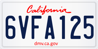 CA license plate 6VFA125