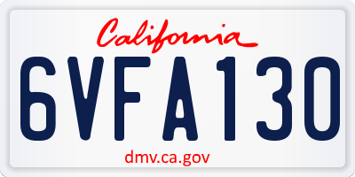 CA license plate 6VFA130