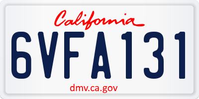 CA license plate 6VFA131