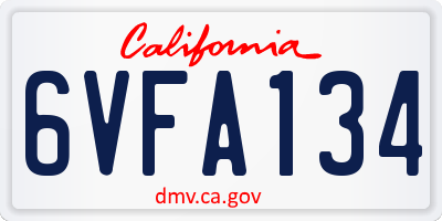 CA license plate 6VFA134