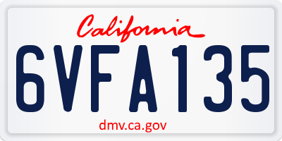 CA license plate 6VFA135