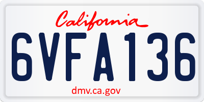 CA license plate 6VFA136