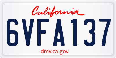CA license plate 6VFA137