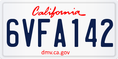 CA license plate 6VFA142