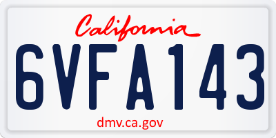 CA license plate 6VFA143
