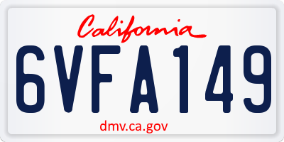 CA license plate 6VFA149