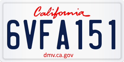CA license plate 6VFA151