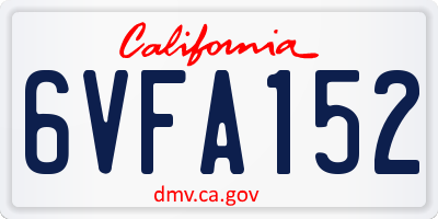 CA license plate 6VFA152