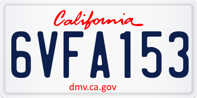 CA license plate 6VFA153