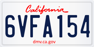 CA license plate 6VFA154