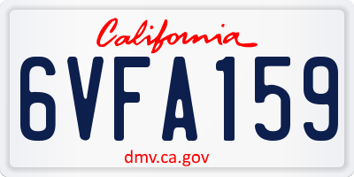 CA license plate 6VFA159