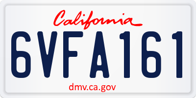 CA license plate 6VFA161