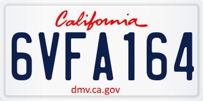 CA license plate 6VFA164