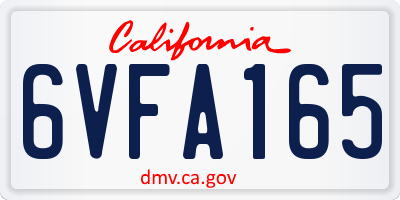 CA license plate 6VFA165