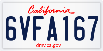 CA license plate 6VFA167