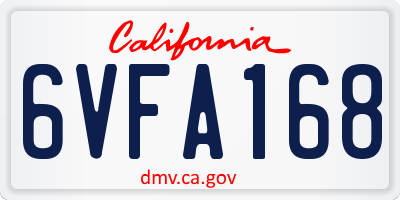 CA license plate 6VFA168