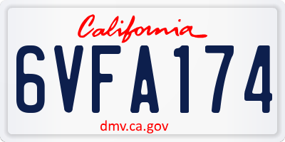 CA license plate 6VFA174
