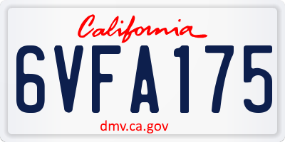 CA license plate 6VFA175