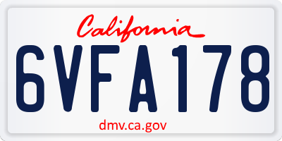 CA license plate 6VFA178