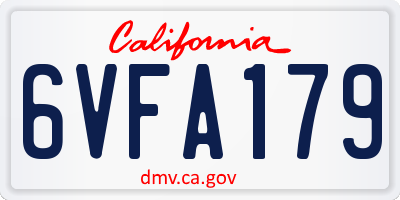 CA license plate 6VFA179