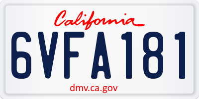 CA license plate 6VFA181