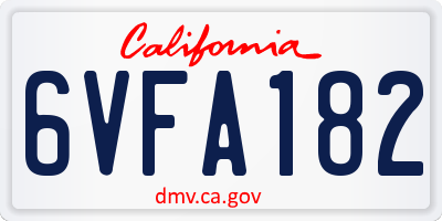 CA license plate 6VFA182