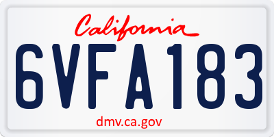 CA license plate 6VFA183