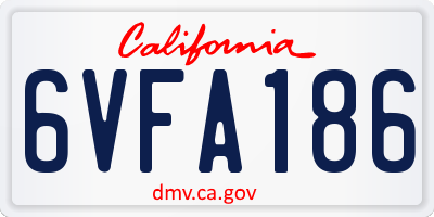 CA license plate 6VFA186