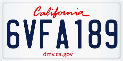 CA license plate 6VFA189