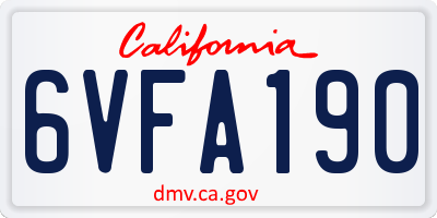 CA license plate 6VFA190