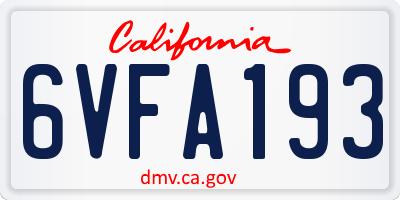 CA license plate 6VFA193