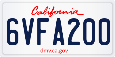 CA license plate 6VFA200