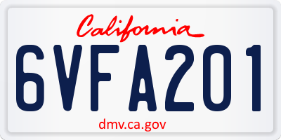 CA license plate 6VFA201