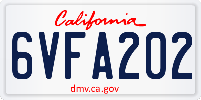 CA license plate 6VFA202