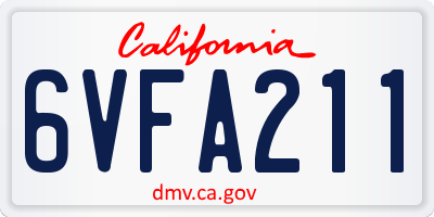 CA license plate 6VFA211