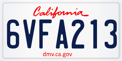 CA license plate 6VFA213