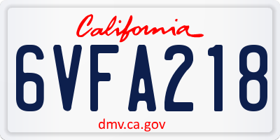 CA license plate 6VFA218