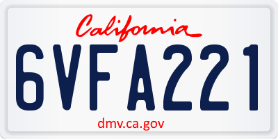 CA license plate 6VFA221