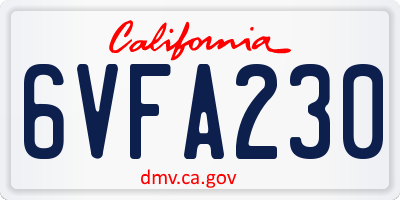 CA license plate 6VFA230