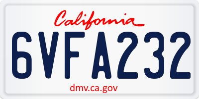 CA license plate 6VFA232