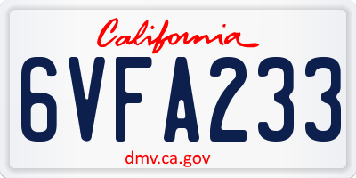 CA license plate 6VFA233